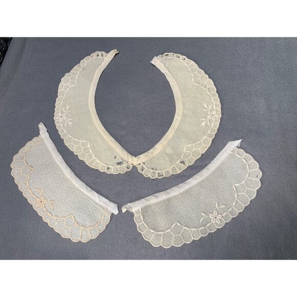 Vintage Lace Peter Pan Collar & Cuffs with Floral Embroidery - Picture 9 of 10